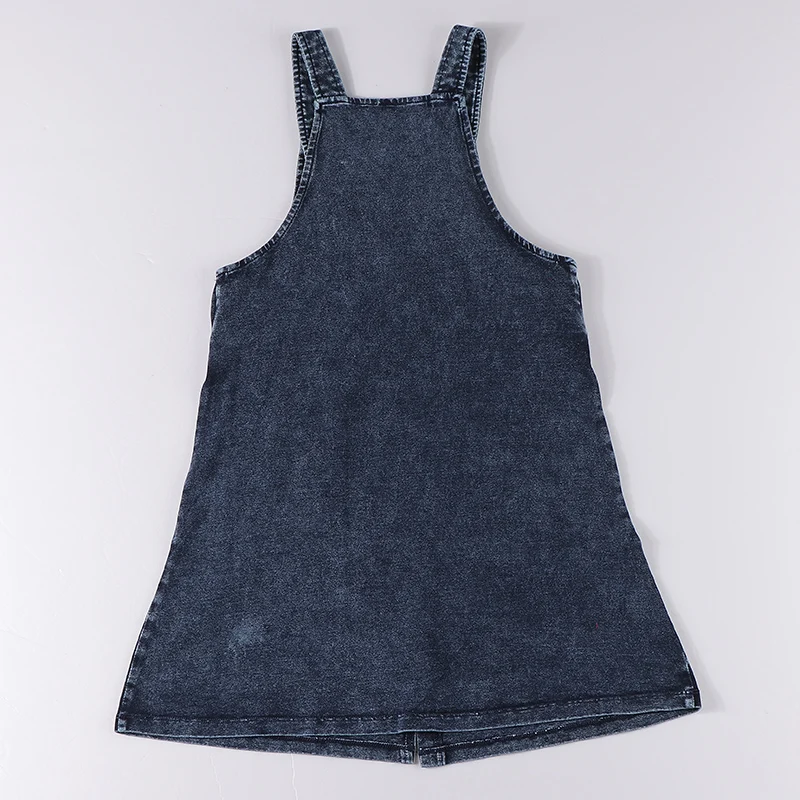 Vestido de tirantes para niñas, ropa informal de verano para niños, vestido de mezclilla azul con bolsillo con cremallera - imagen 3