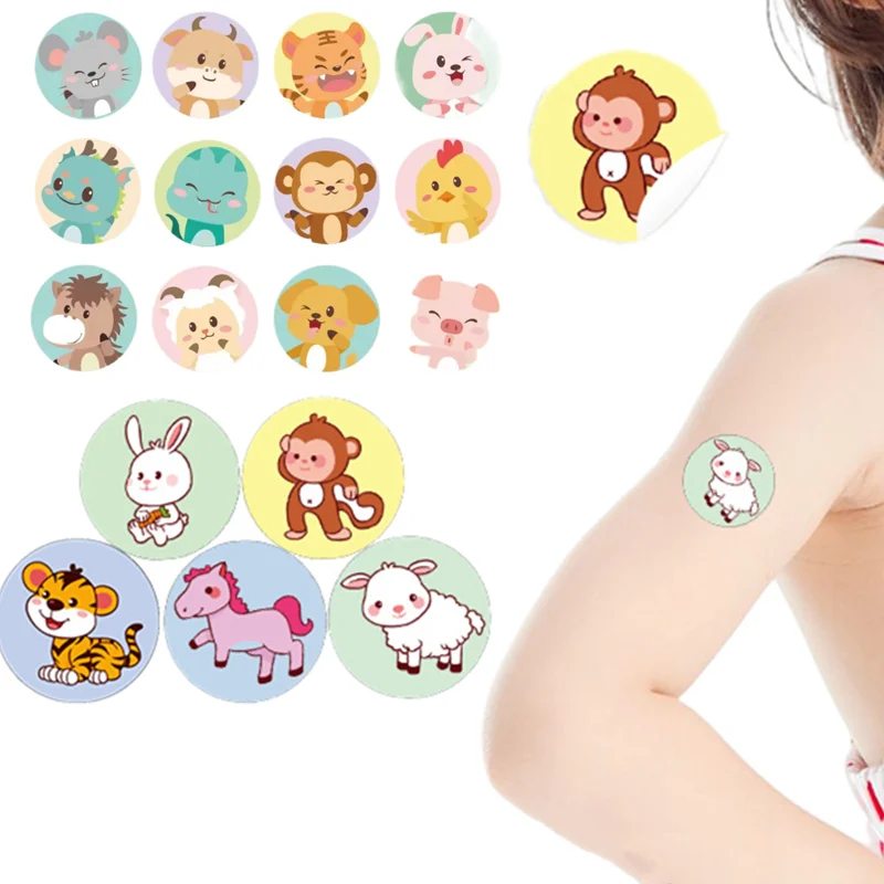 120 unids/set de tirita redonda de dibujos animados para niños, parche de vendaje para heridas con forma circular, vendajes adhesivos para yeso