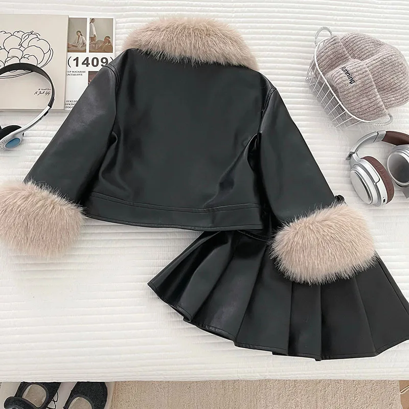 MILANCEL nuevo conjunto de ropa de invierno para niños 2-7T abrigo acolchado de lana para niñas + falda versión coreana traje suelto para niños 2 uds - imagen 3