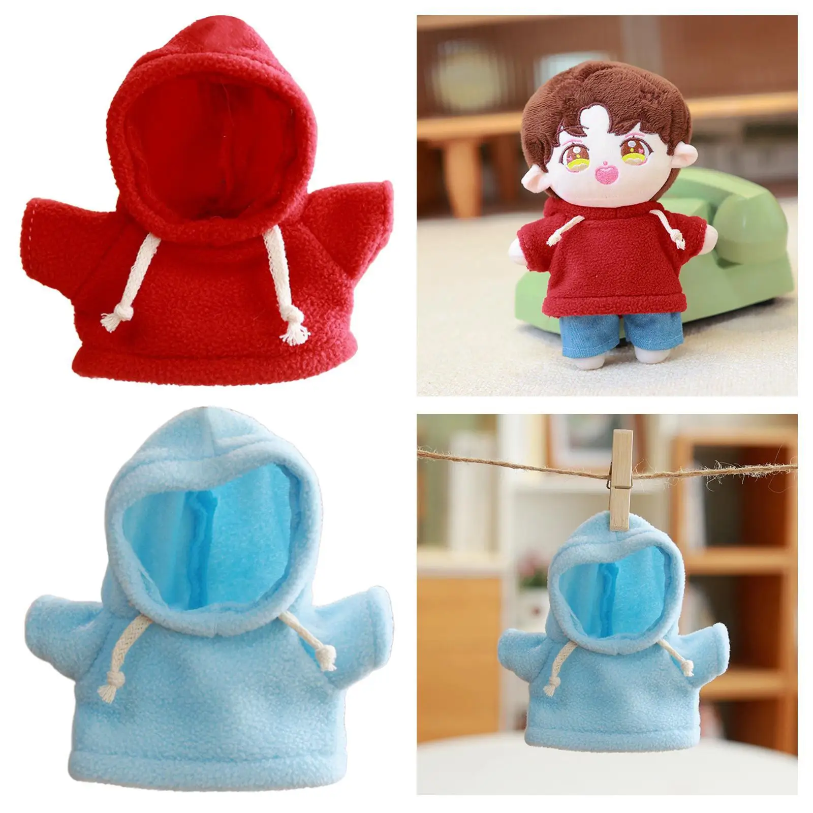 20cm Plush Doll Clothes for Little Girls Cartoon Gifts Stuffed Doll Hoodies