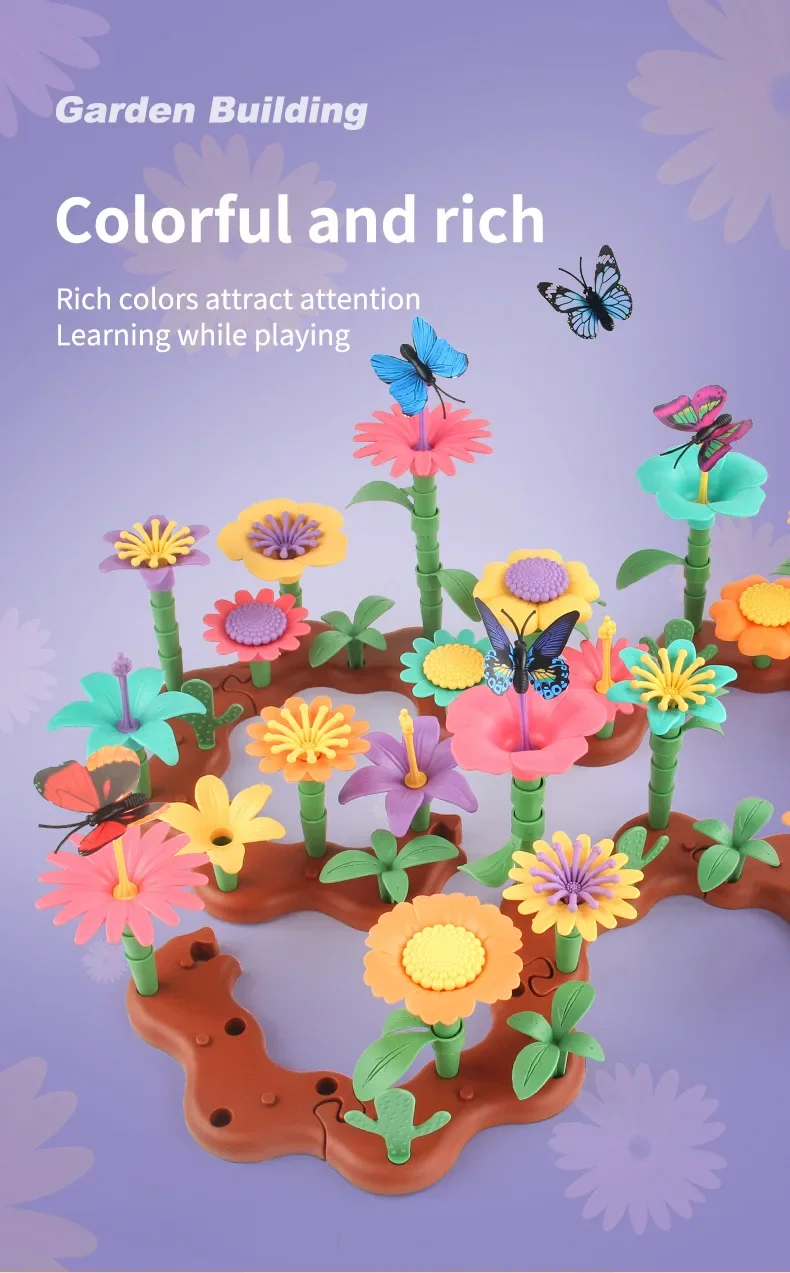 Bloques de construcción flores para jardín – Juego educativo DIY - imagen 5