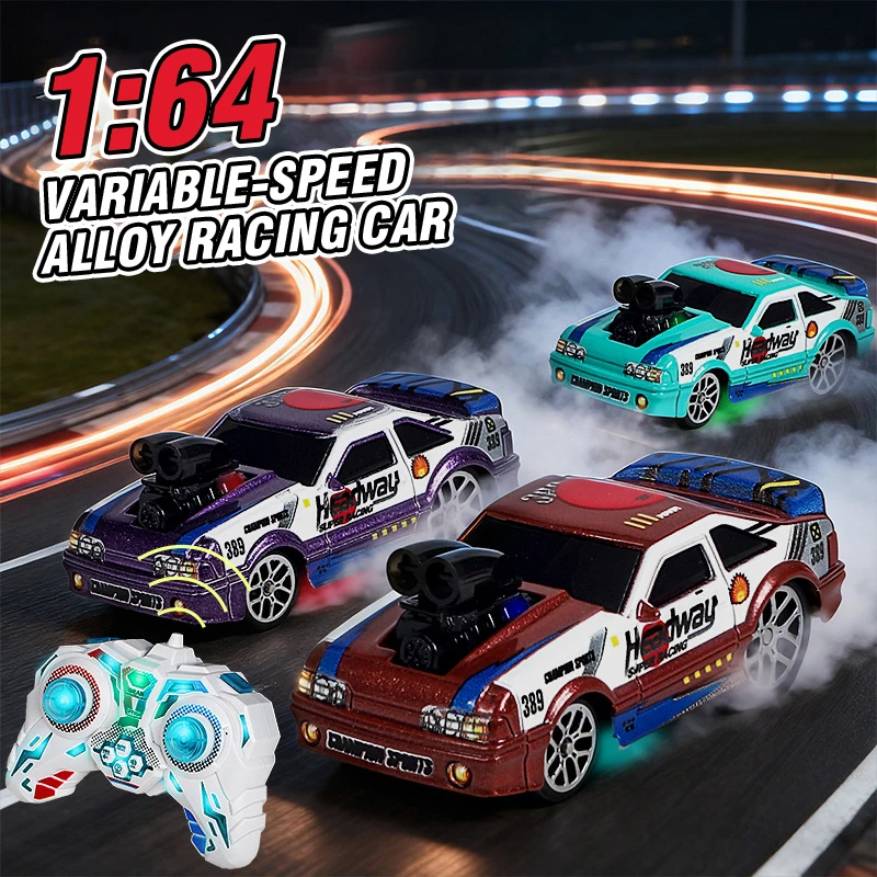 Mini coche RC a escala 1:64, tracción en las cuatro ruedas, carreras de deriva con 3 configuraciones de velocidad, luz LED, vehículo de Control remoto de escritorio, Navidad - imagen 2