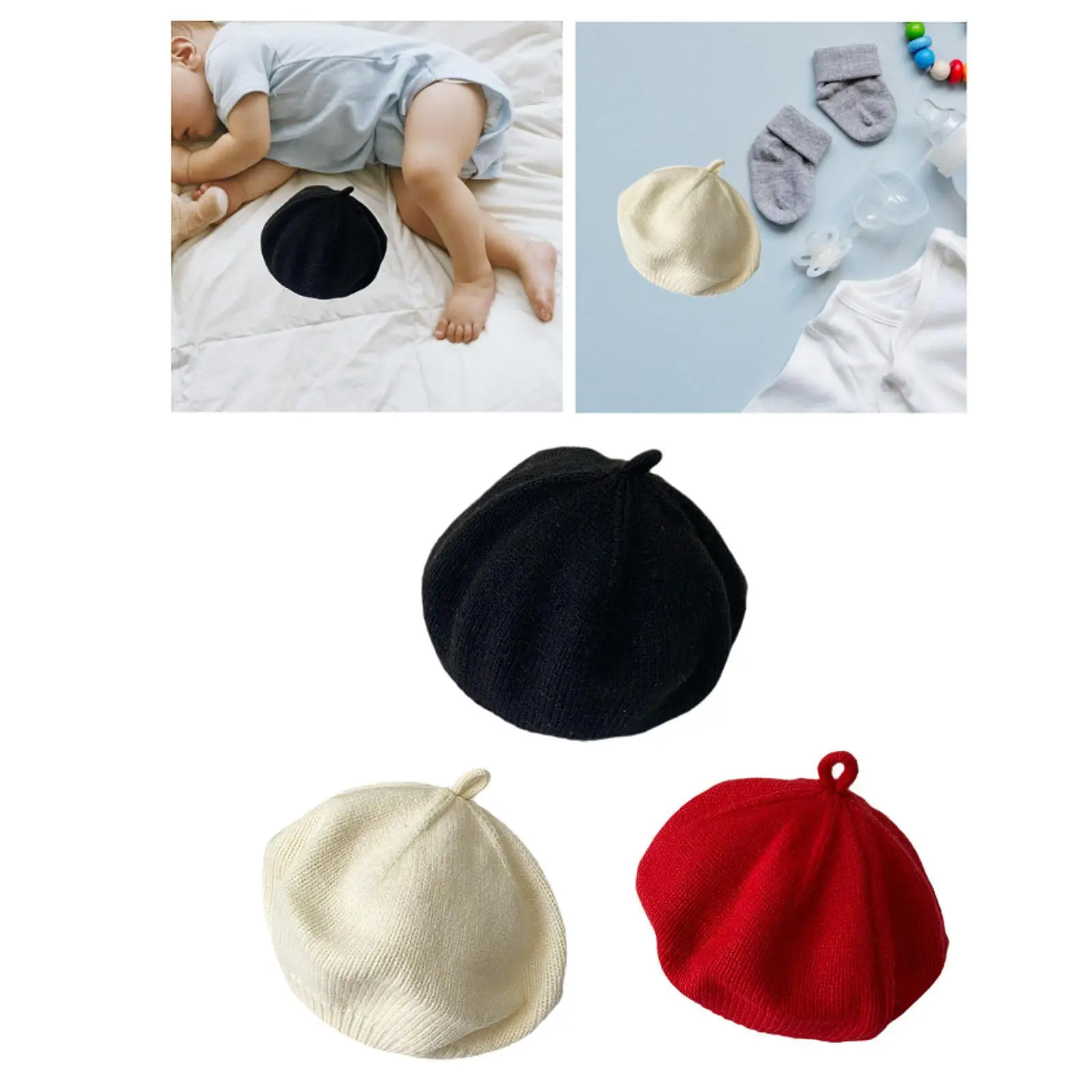 Baby French Beret Hat Knitted Beanie Cap for Girls Boys Toddlers Vacation
