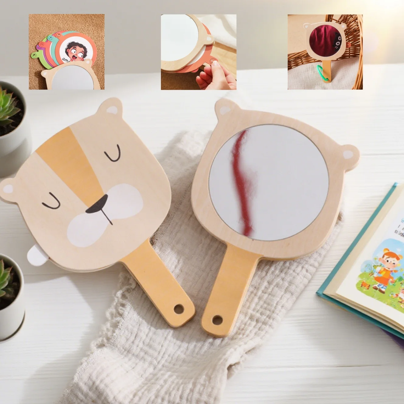 Espejo Montessori para bebé, tablero ocupado de desarrollo Visual para bebé y tarjeta cognitiva de expresión de 6 uds., regalo educativo para tiempo de barriga para recién nacido - imagen 2