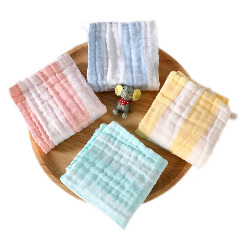 Juego de toallas para bebé, 4 unidades, 25x50cm, algodón suave, gasa para niños, Toalla de baño para la cara, 6 capas, cuadrados de muselina, gasa, paño para eructar, artículos para bebé recién nacido - imagen 5