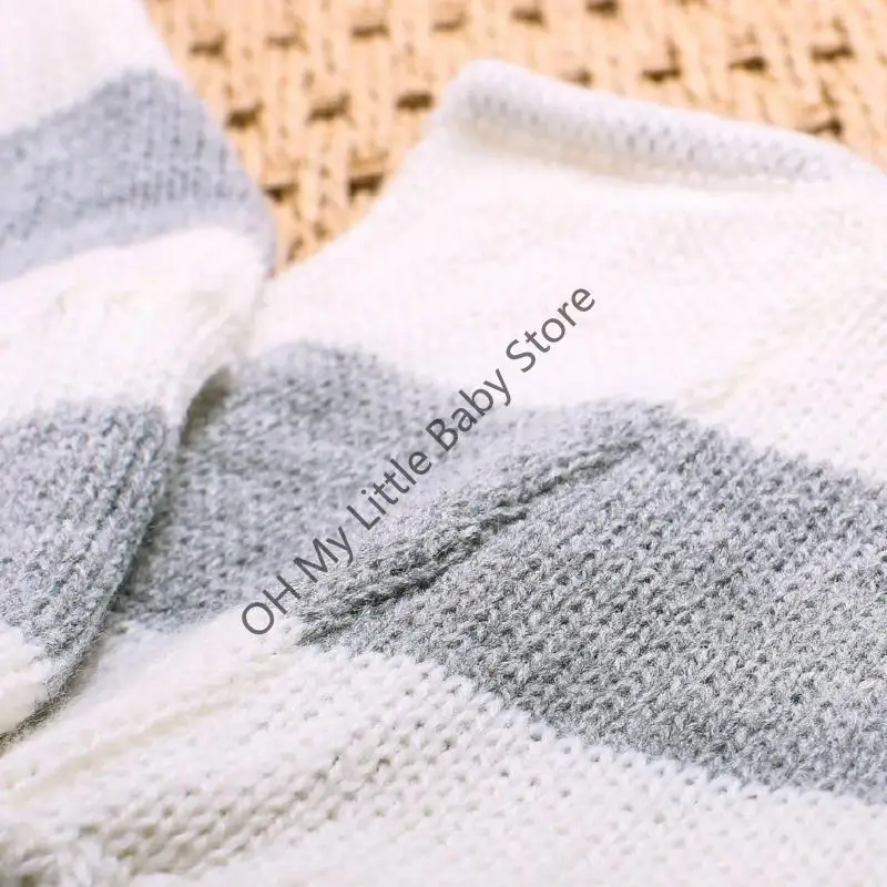 M76C Pantalones recién nacidos con rayas punto Juego sombrero cola largo - imagen 3