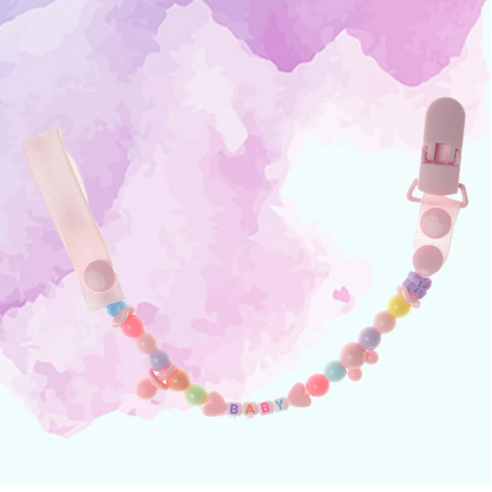 Clip para chupete infantil, espaciador multiestilo con cuentas rosas, soporte para bebé, ligero, inodoro, seguro, Clips para la dentición, cadena para chupete - imagen 5