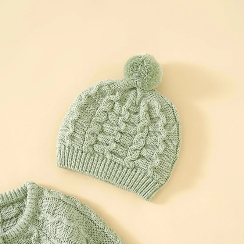 Peleles de punto para bebé con gorrito – Manga larga otoño/invierno - imagen 3