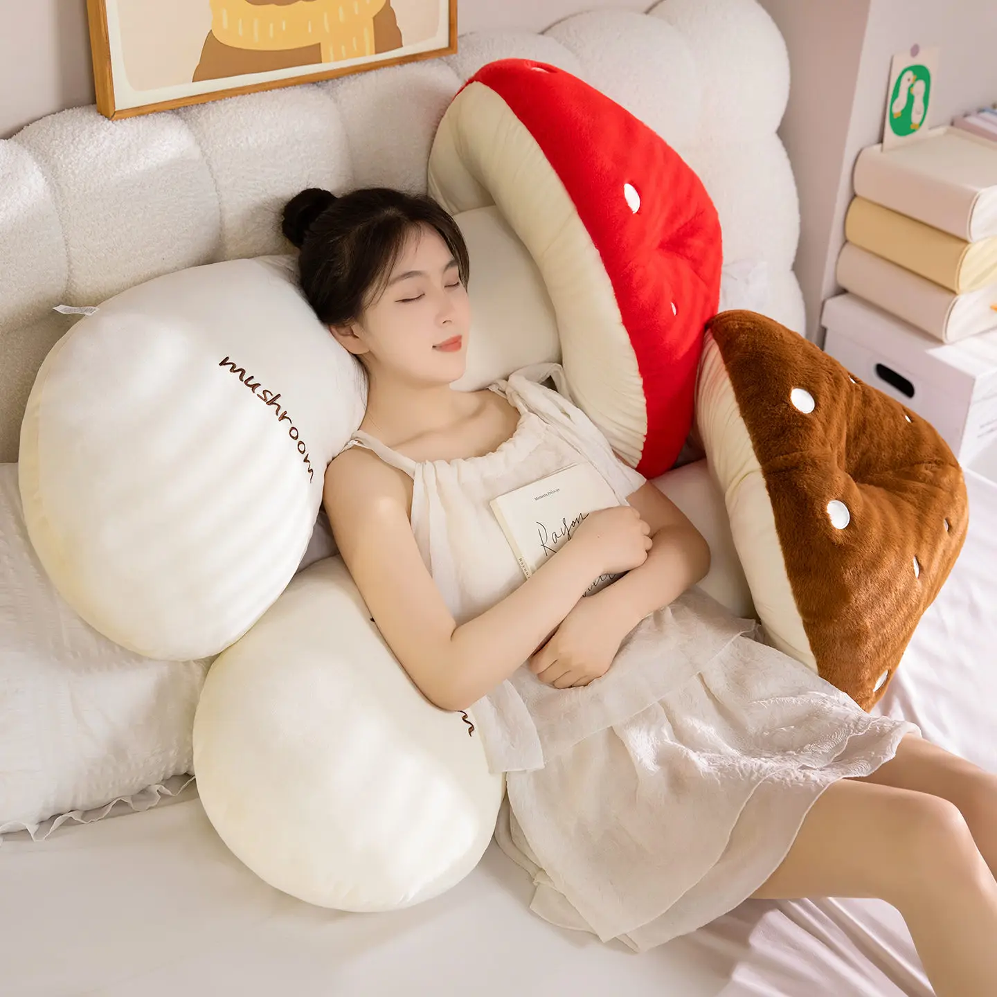 Almohada de peluche seta con dibujos animados para dormir - imagen 4