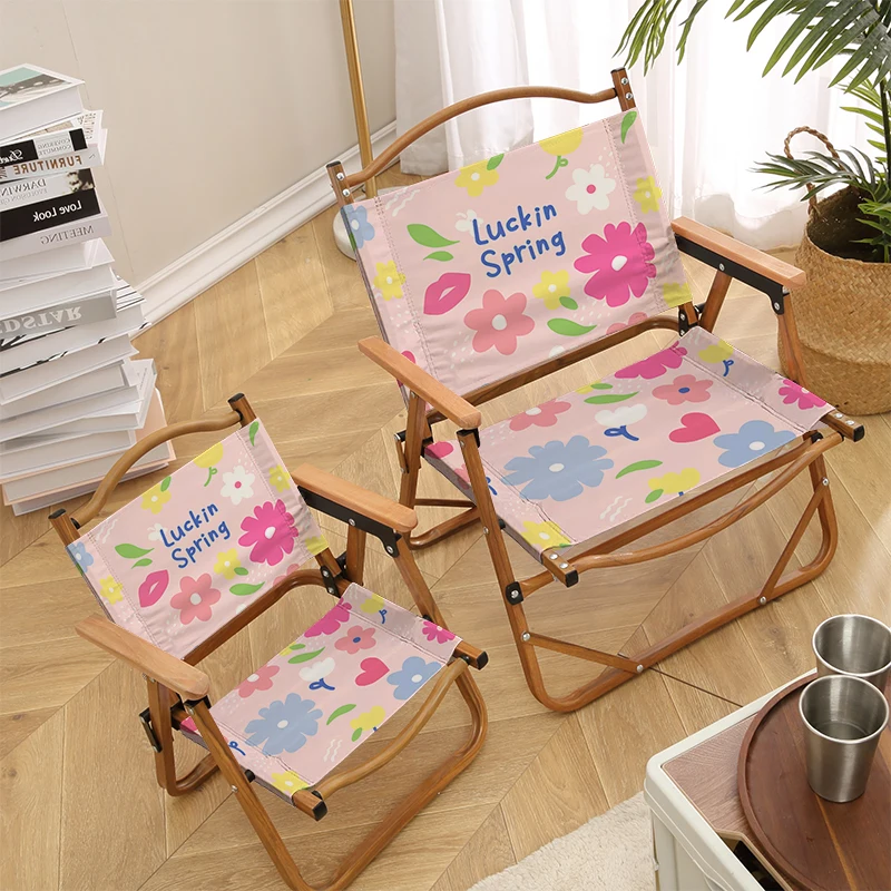Sillón reclinable plegable Cherry Blossom, respaldo ajustable, silla de camping impermeable con diseño de color dopamina para relajación al aire libre - imagen 3