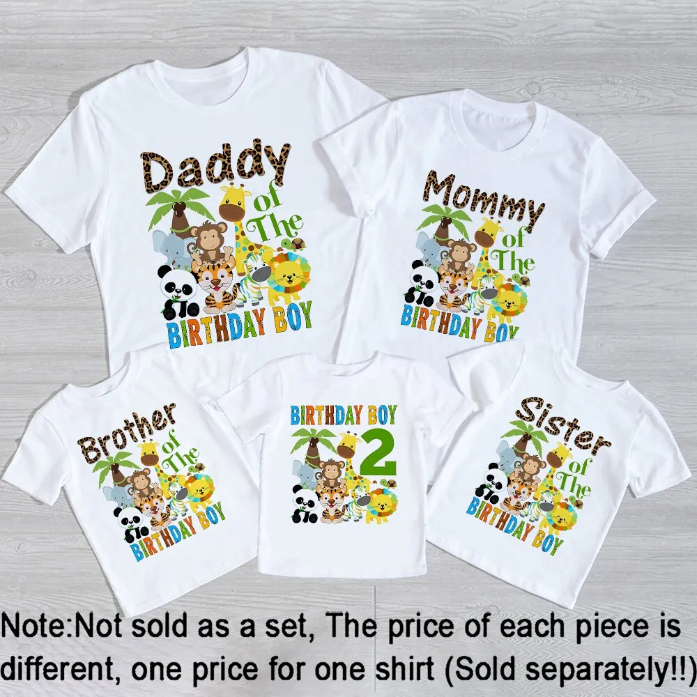 Ropa a juego para fiesta de cumpleaños de animales de Safari, camisa salvaje para dos niños, camiseta para papá, mamá, hermano, hermana, traje de cumpleaños para niños - imagen 3