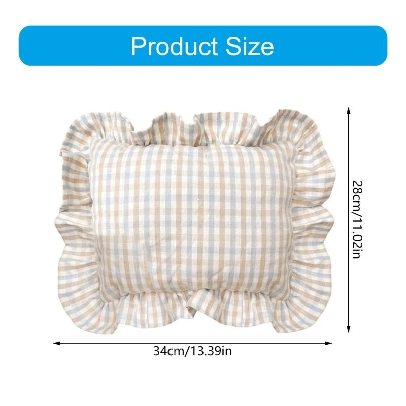 Almohada para bebé M76C, suave y transpirable, reposacabezas estilo nórdico 28x34cm con detalle volantes - imagen 4