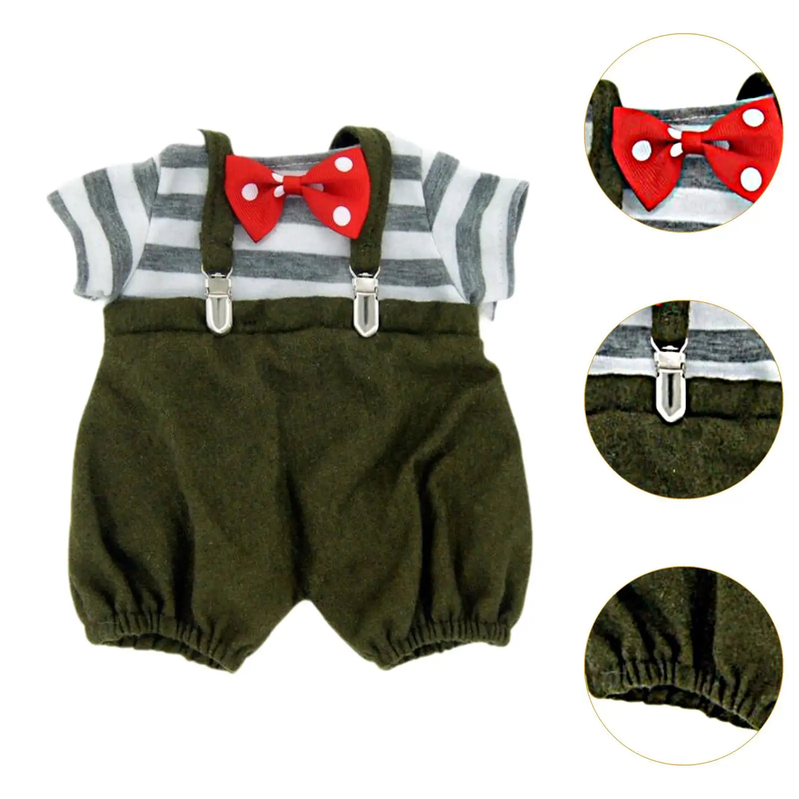 3x Fashion Dolls Suspender Pants and T Shirt Bow Tie Outfits Accessories Handmade Clothing for 38cm Dolls Children's Gifts
