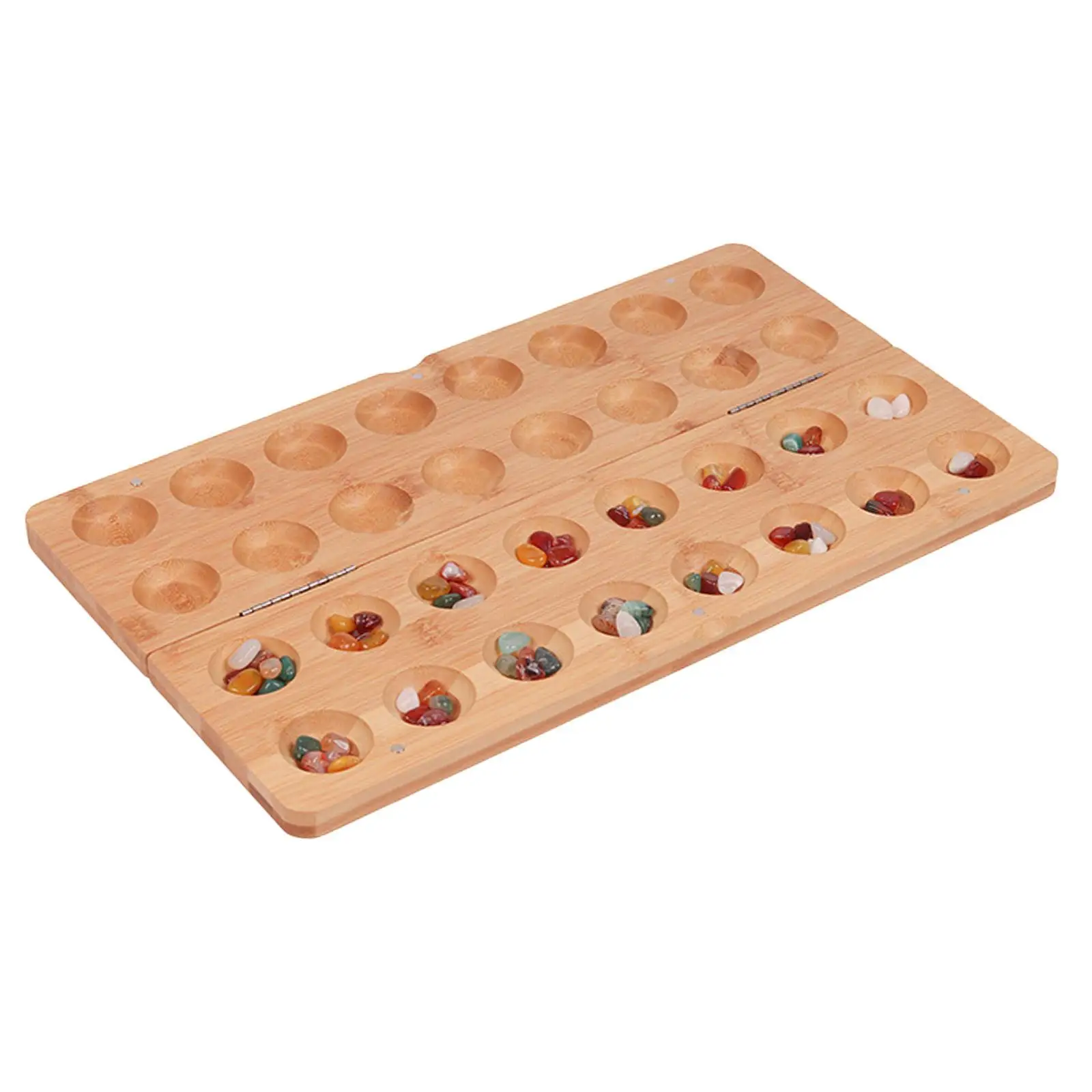 Wood Family Games, Foldable Mancala Board Game, Party Game, Multi Color Beads Classic Strategy Game for Teen, Kids, Family