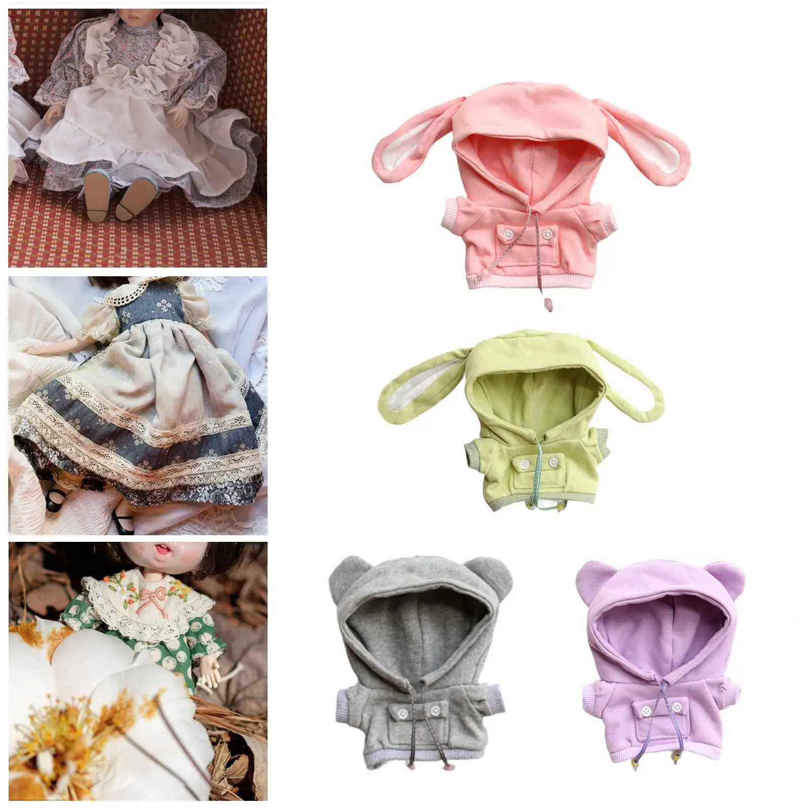 Plush Doll Clothes Stuffed Animals Accessories Hooded Sweatshirt Photo Props Soft Stylish Dress up Costumes Cute Doll Costume
