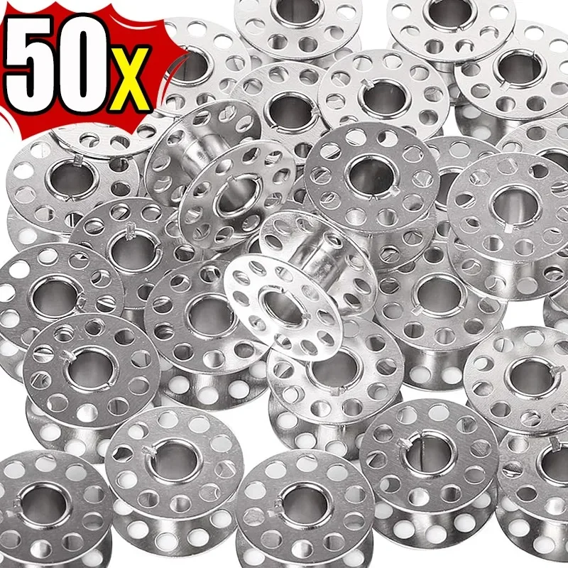 Carrete vacío de acero inoxidable para bobinado de hilo de seda, piezas de sastrería Brother, máquina de coser doméstica, rodillo de bobina, bobinas de Metal