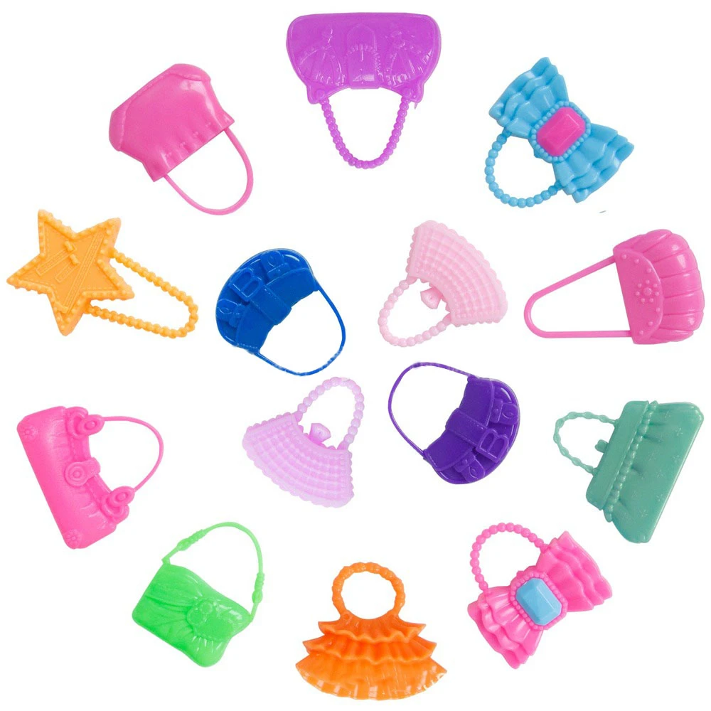35 artículo/juego de accesorios para muñecas, 10 vestidos bonitos de moda mixta, 10 zapatos, 4 gafas, 6 collares, 2 bolsos, 3 coronas, vestido para muñeca Barbie - imagen 3