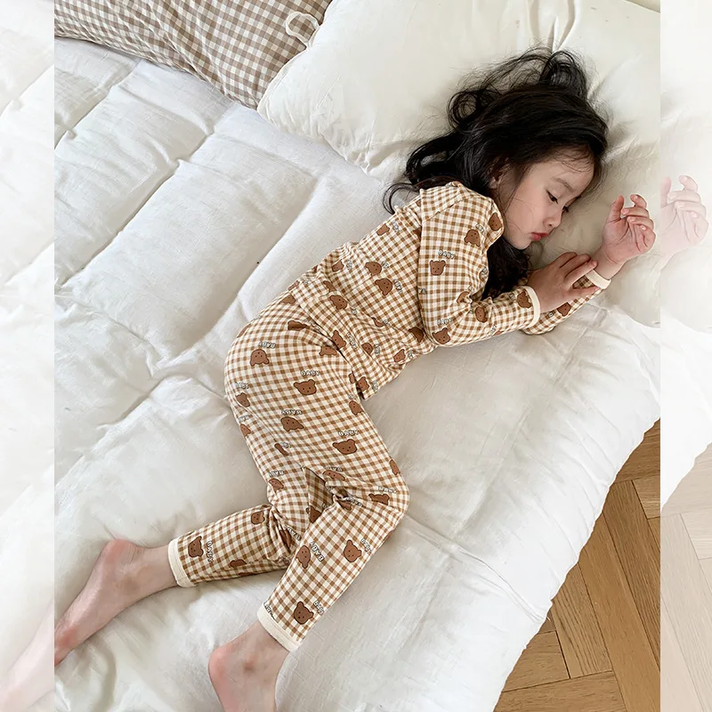 Conjuntos de pijamas para niños, conjunto de ropa de dormir para niñas, camiseta de manga larga de algodón + conjuntos de pantalones, ropa de niña de dibujos animados, traje de pijama - imagen 5