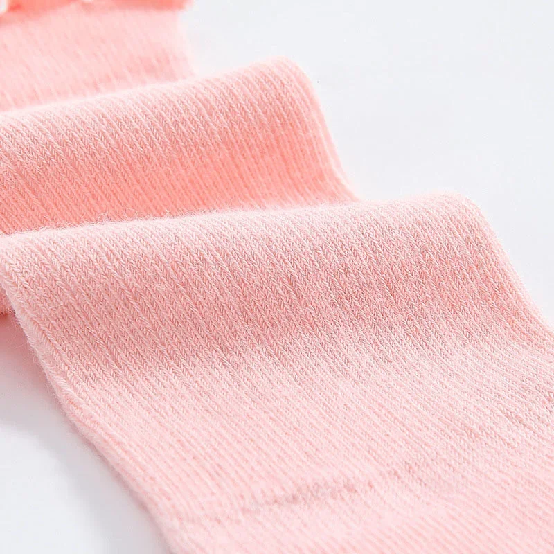 Medias de algodón de Color sólido para niñas y niños, medias suaves de princesa para Yoga hasta la rodilla, tiras largas, calcetines con volantes, ropa barata - imagen 5