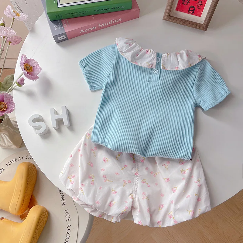 Nueva ropa de moda de verano para bebés, camiseta para niñas, pantalones cortos, 2 unids/set, ropa para niños pequeños, disfraz informal infantil, chándales para niños - imagen 3
