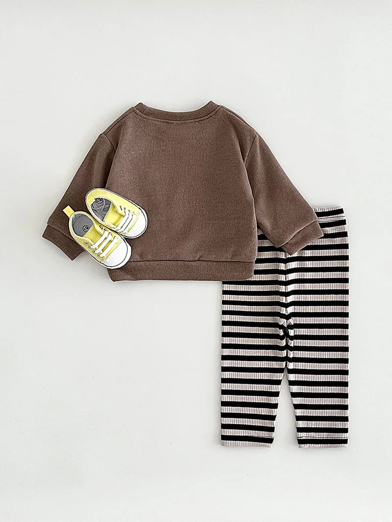 MILANCEL Conjunto otoño bebé dinosaurio – Sudadera capucha y pantalón - imagen 2