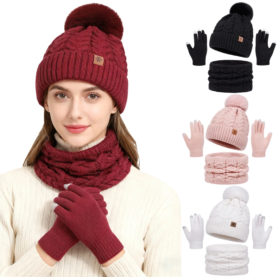 Set de invierno para bebé con gorro de pompón y guantes - imagen 2