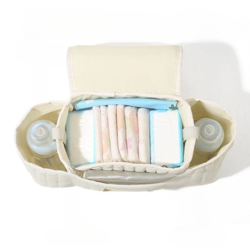 Organizador colgante para cochecito bordado, bolsa de pañales portátil de gran capacidad para mamá, bolso de viaje a la moda, bolsa para el cuidado del bebé manos libres - imagen 2