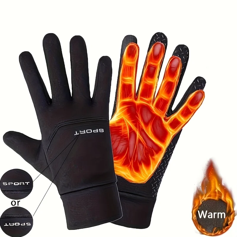 Guantes de invierno, adecuados para correr, ciclismo, conducir y hacer senderismo: resistentes al viento, a prueba de frío, cálidos, de poliéster de punto, antideslizantes - imagen 3