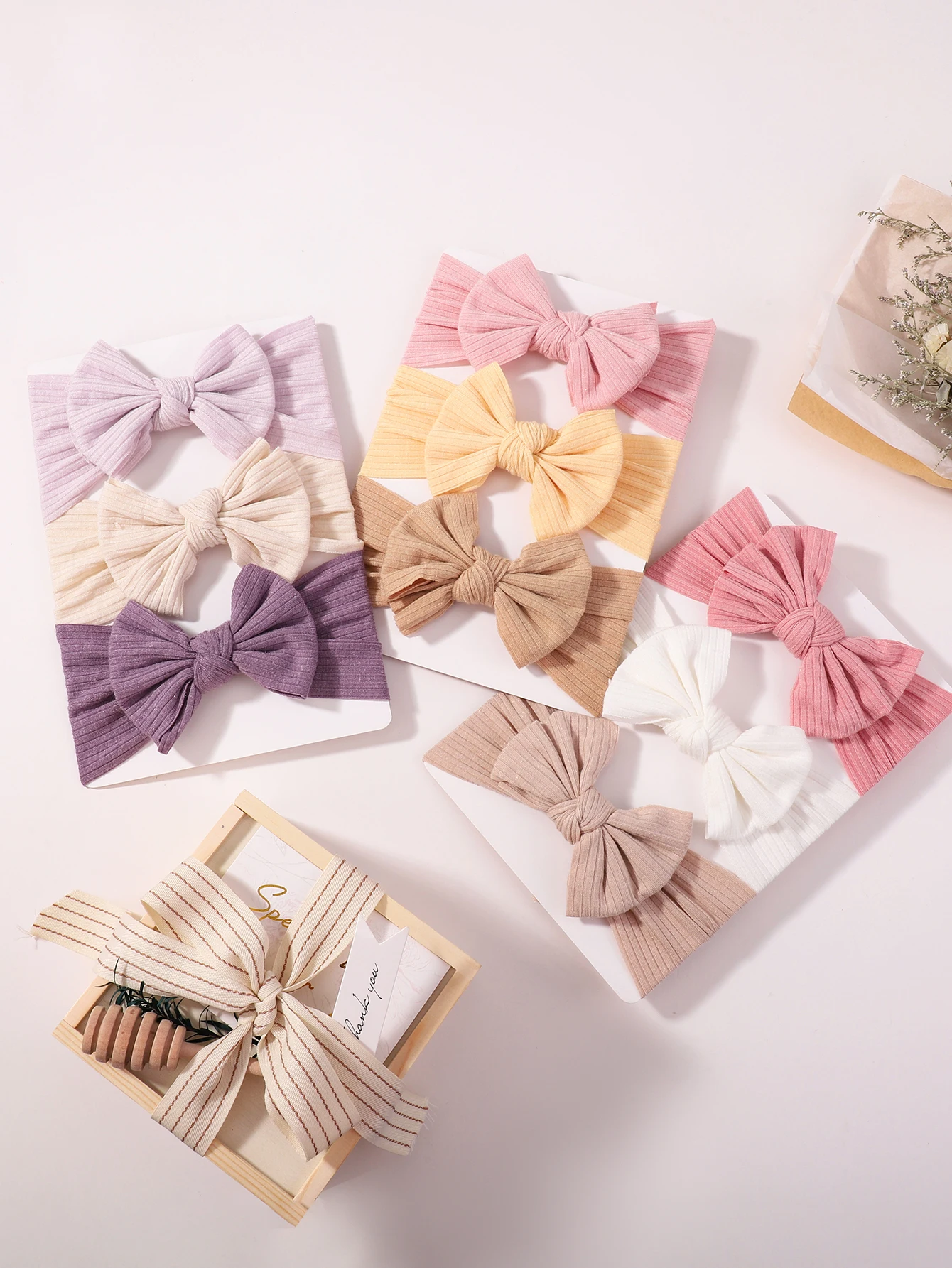 Conjunto de diadema con lazo elástico suave para niñas pequeñas, turbante liso bonito, diadema para niños, accesorios para el cabello, 3 uds.