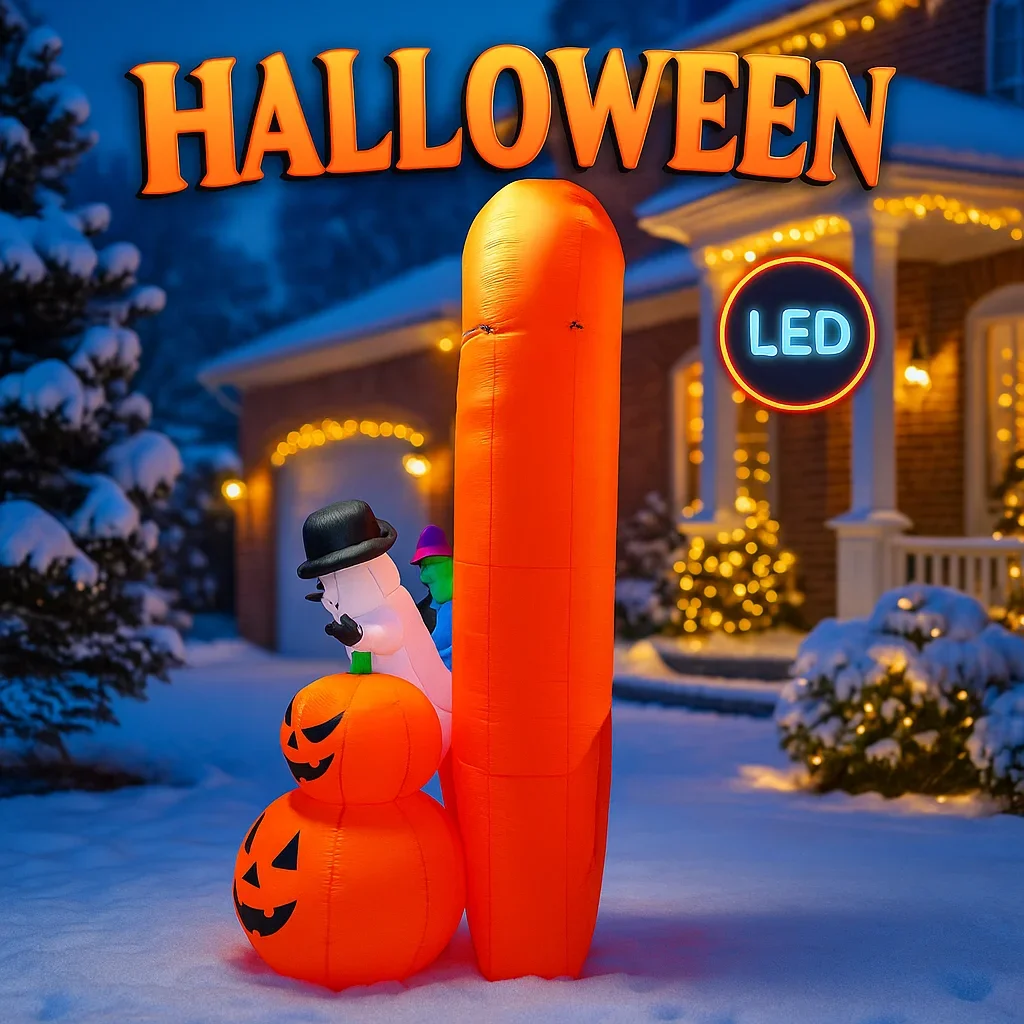 Arco de calabaza inflable gigante de 12 pies para Halloween, juguete fantasma, decoración de bruja, luces LED, decoración de patio, suministros para fiesta en casa, adornos - imagen 2