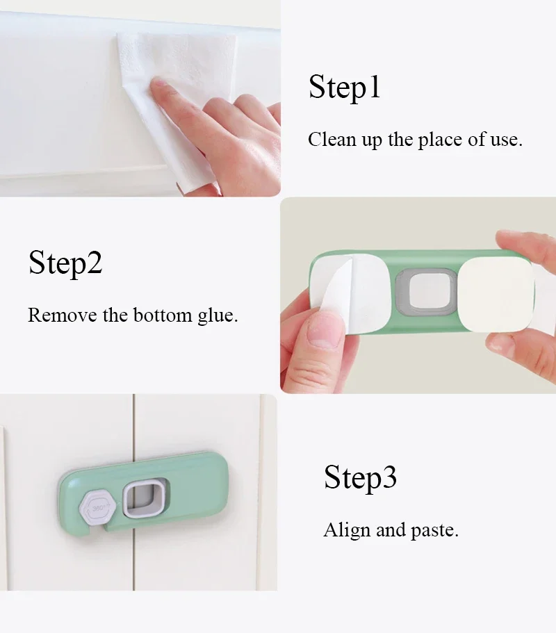 Cerradura de seguridad para gabinete para niños, cerradura de puerta de cajón, cerradura de puerta antipellizco para bebé, cerradura de puerta de gabinete, cerradura de seguridad para niños - imagen 4