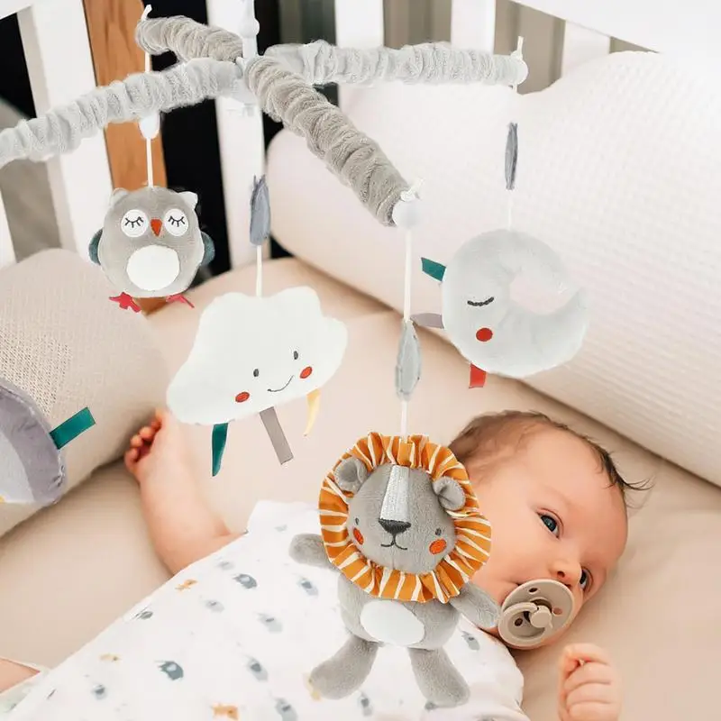 Cuna móvil Musical para guardería, cuna móvil para niños pequeños, decoración de cama, adorno de diseño de cubierta suave para niñas envejecidas - imagen 4