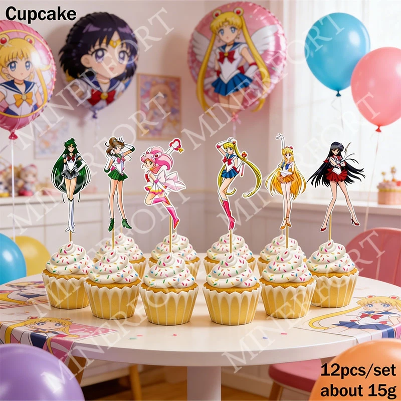 Toppers de cupcakes Sailor Moon para baby shower y cumpleaños - imagen 4