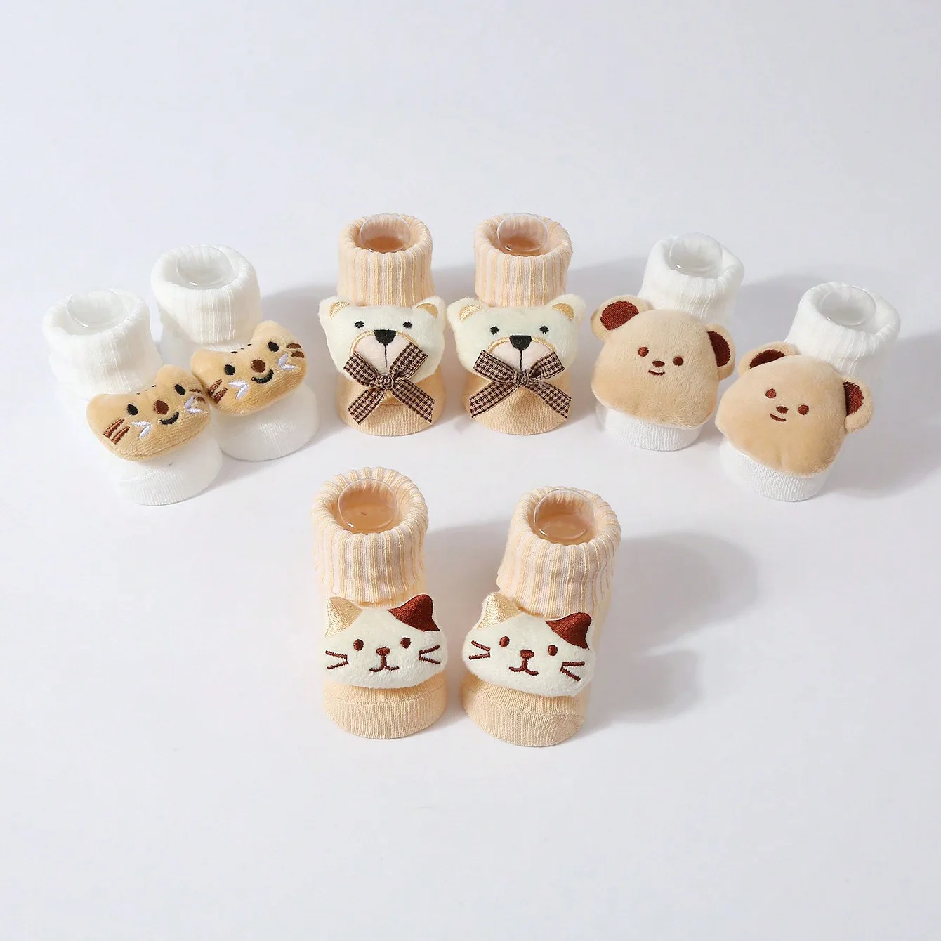 Calcetines elásticos de muñeca de dibujos animados para bebé, calcetines de punto suaves y cálidos para recién nacidos, calcetines medios para niñas y niños de 0 a 18M - imagen 2