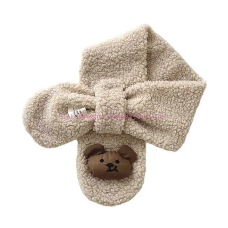 85AE Guantes/bufandas oso dibujos animados, manoplas con dedos completos, guantes nieve gruesos y cálidos, guantes para - imagen 2