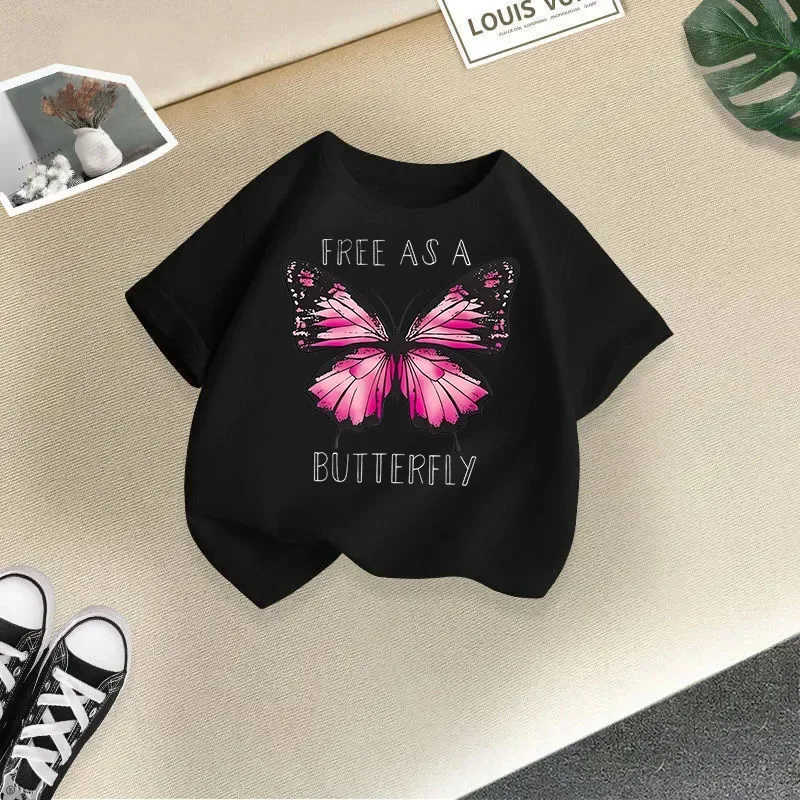 Camiseta de manga corta para niña con estampado de gatitos