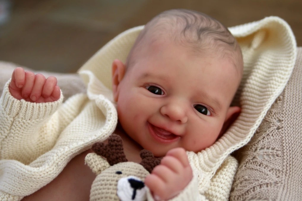 NPK-piezas de muñeca sin pintar, alta cantidad, 20 pulgadas, con cuerpo de tela, Kit de muñeca Reborn, McKinli, lindo bebé sonriente - imagen 5