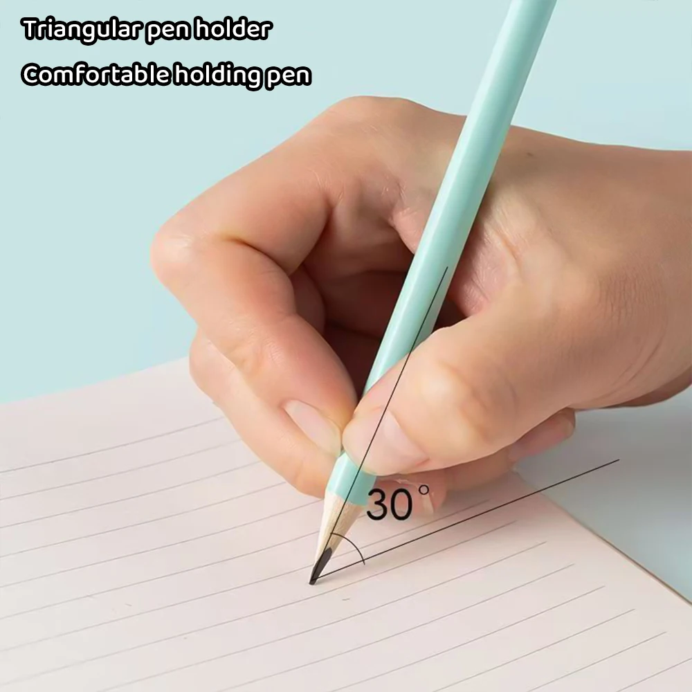 Lápiz de 12 Uds., lápiz 2B, pintura de poste triangular en caja, dibujo y escritura, bolígrafo de examen para estudiantes escolares, papelería de oficina - imagen 4