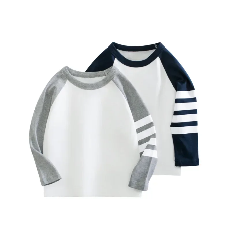 Camiseta de manga larga a rayas de algodón para bebé cuello redondo - imagen 4
