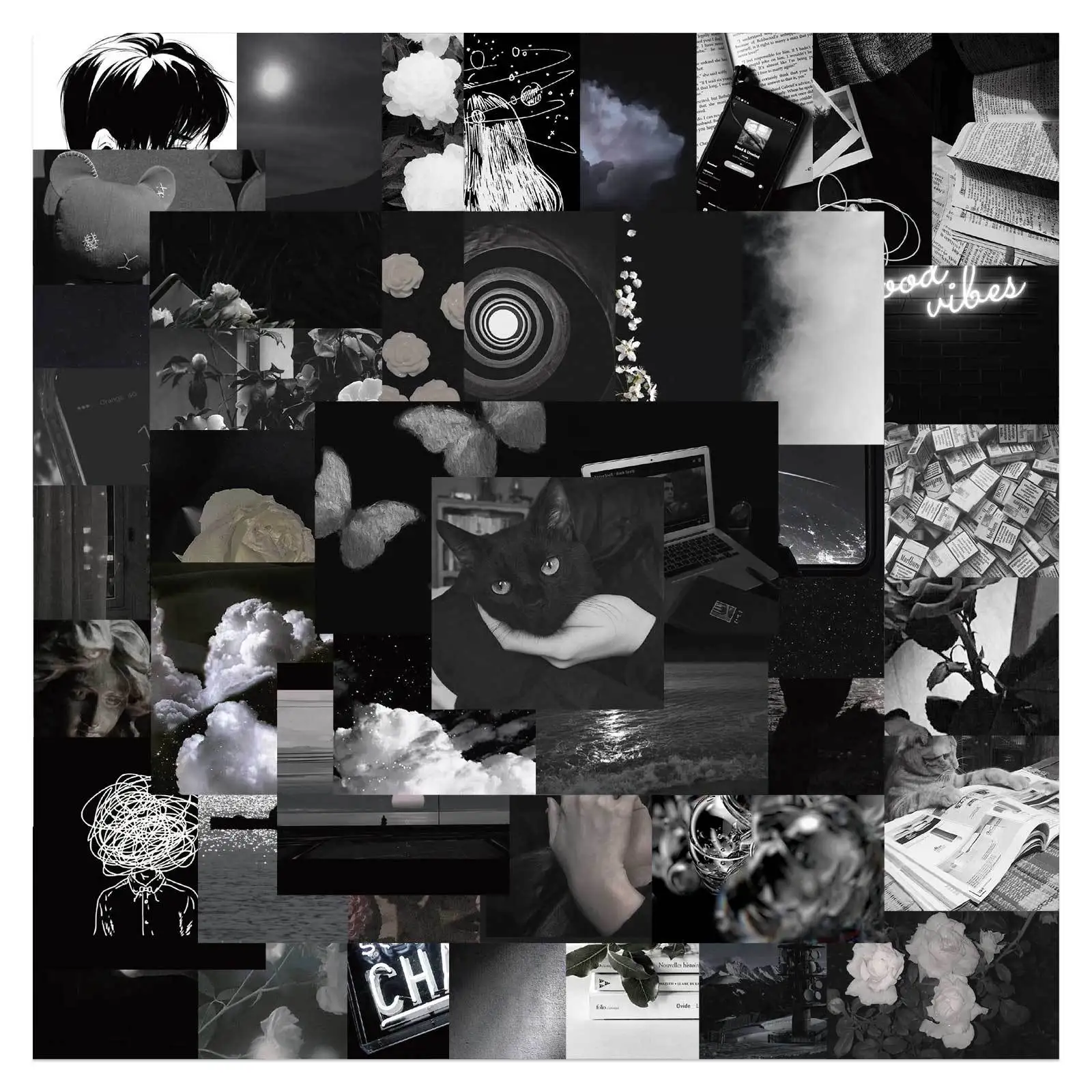 black white