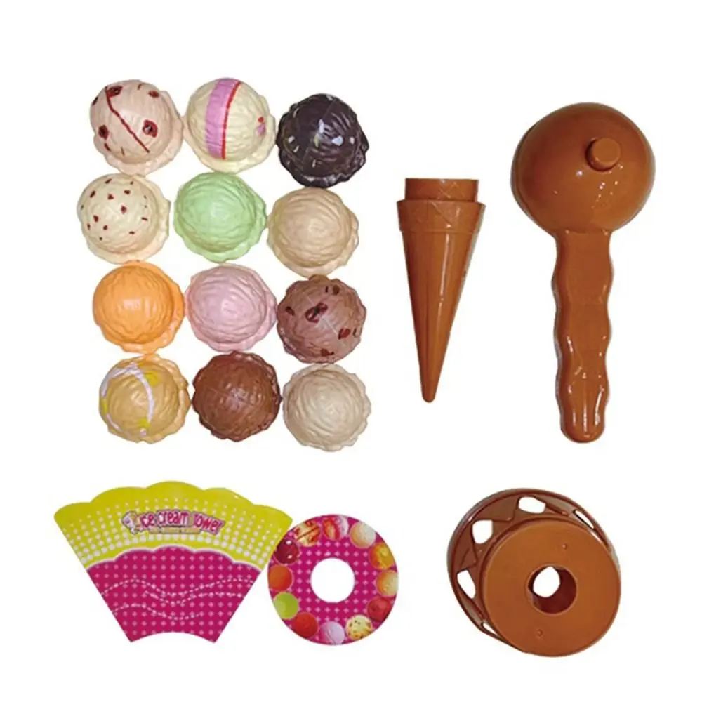 Juguete de helado apilable Multicolor, juego de cocina de coordinación mano-ojo de plástico, agarre de comunicación para padres e Unisex, desarrollo - imagen 4