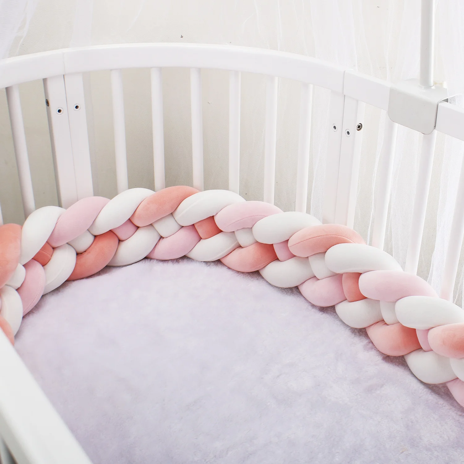 Parachoques para cuna de bebé de 2M/3M/3,6 M, Protector para cuna de bebé, cojín tejido de felpa para cuna infantil para recién nacidos, parachoques para cama, decoración de habitación
