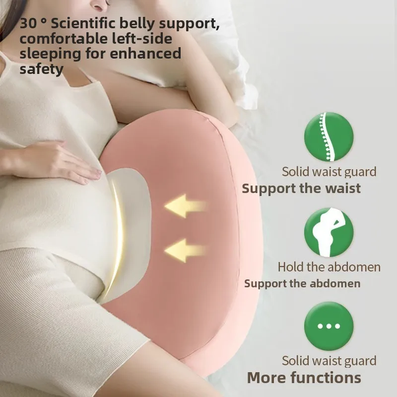 Almohada para dormir lateral de embarazo en forma de delfín, cojín de soporte para el vientre de maternidad en forma de U con 30 °   Pendiente y Espuma Transpirable - imagen 2