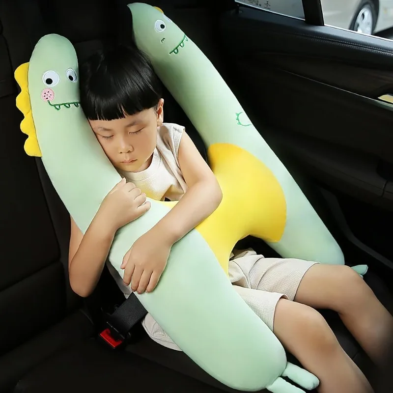 Almohada de felpa para cinturón de seguridad para niños, muñeca de peluche cómoda, conejo, dinosaurio, cinturón de seguridad infantil para viaje, dormir, soporte para cuello y cabeza - imagen 2