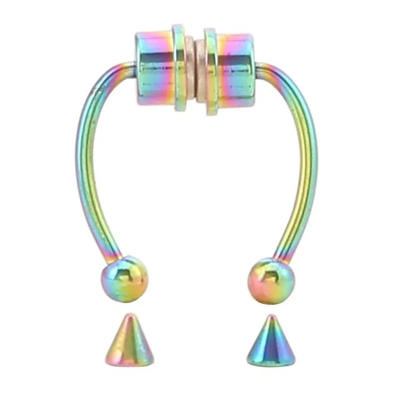 Anillo de Nariz de acero inoxidable reutilizable, herraduras postizas falsas, joyería de Aro sin perforación para Barra de fiesta, 1 unidad, nuevo - imagen 5