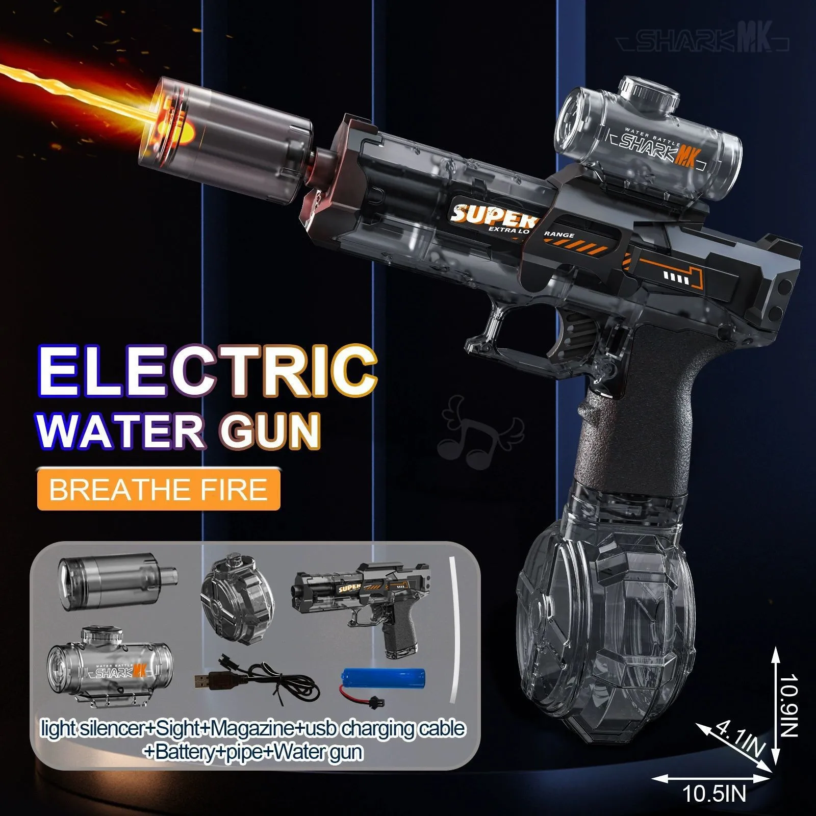 Pistola de agua eléctrica con pulverizadores ligeros, pistola de llama, juguete de tiro, juguete de playa completamente automático para niños, niños, niñas y adultos, regalo - imagen 5