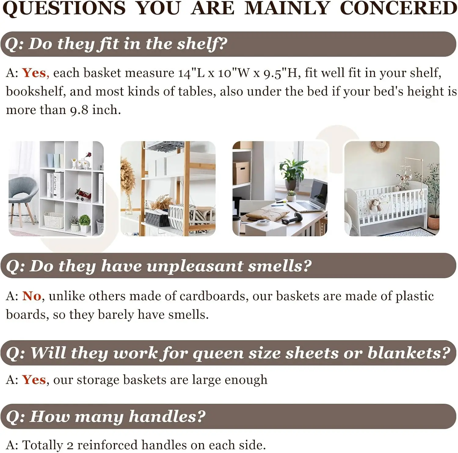 Cesta de almacenamiento de gran capacidad | caja de almacenamiento para decoración del hogar | Cesta plegable decorativa para organizar ropa, centros de atención al día - imagen 3