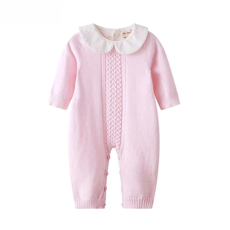 Mameluco de algodón para niña para primavera y otoño, lindo mono de manga larga con cuello Peter Pan, mono acogedor para Halloween - imagen 2