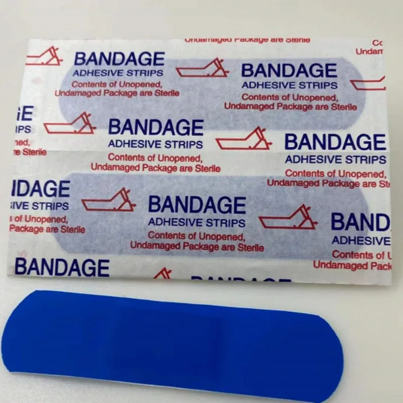 Tirita detectable de Metal azul, vendajes adhesivos impermeables para servicio de alimentos, yeso adhesivo de primeros auxilios, parche para vendaje para heridas, 100 Uds. - imagen 3