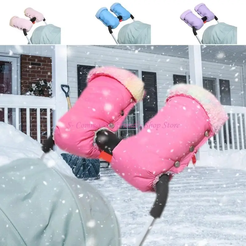 85AE Cochecitos multifuncionales, funda para manos, cochecitos forrados felpa para clima frío, orejeras mano para padres, - imagen 5